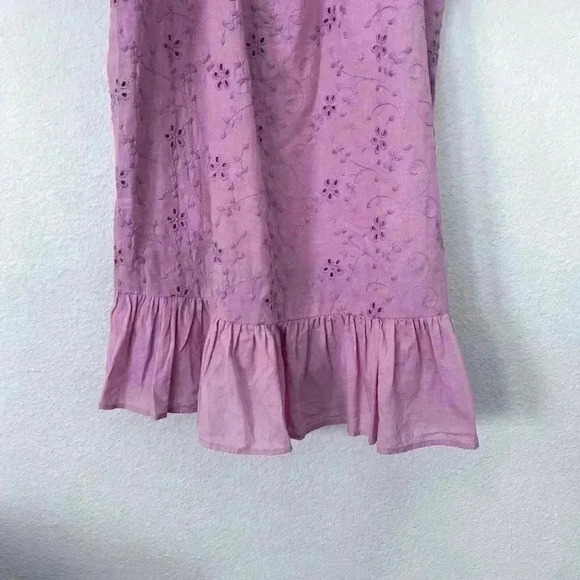 Zara Broderie Anglaise Ruffle Mini Dress Womens M Medium Pink Embroidered - Picture 5 of 8
